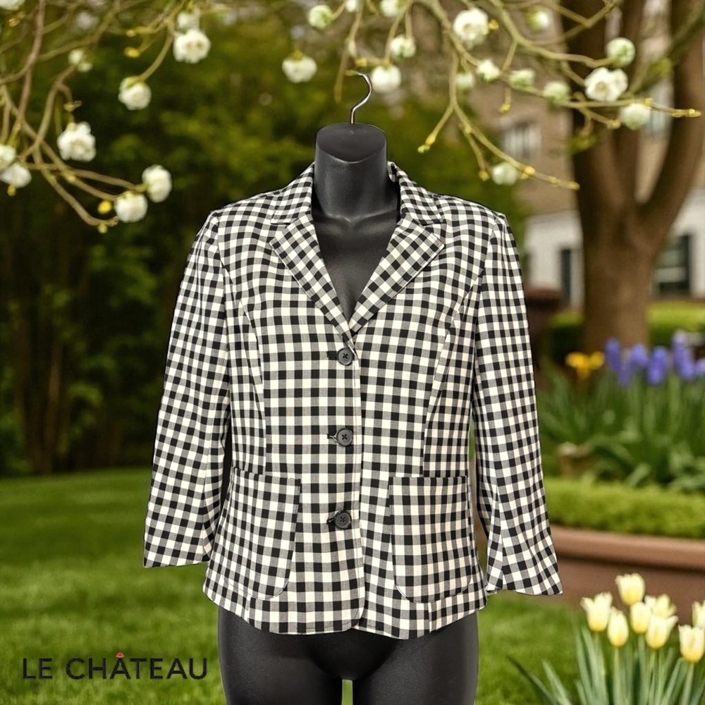 NEW, Le Château, Black & White Gingham Blazer, Size XS